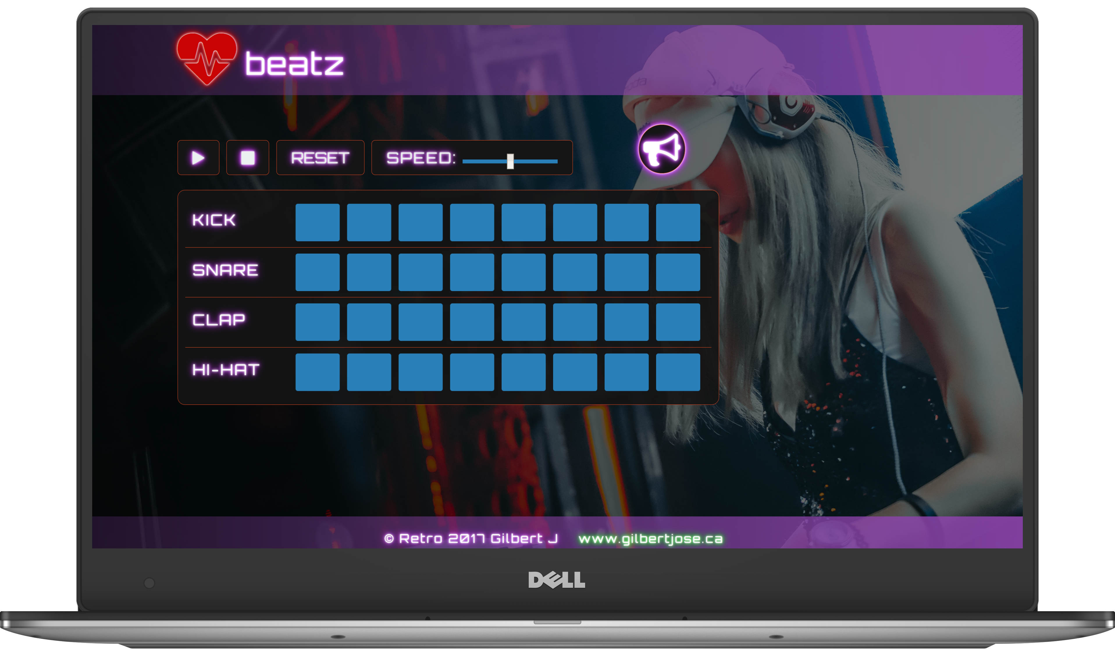 Screenshot of Hearbeat drum machine website