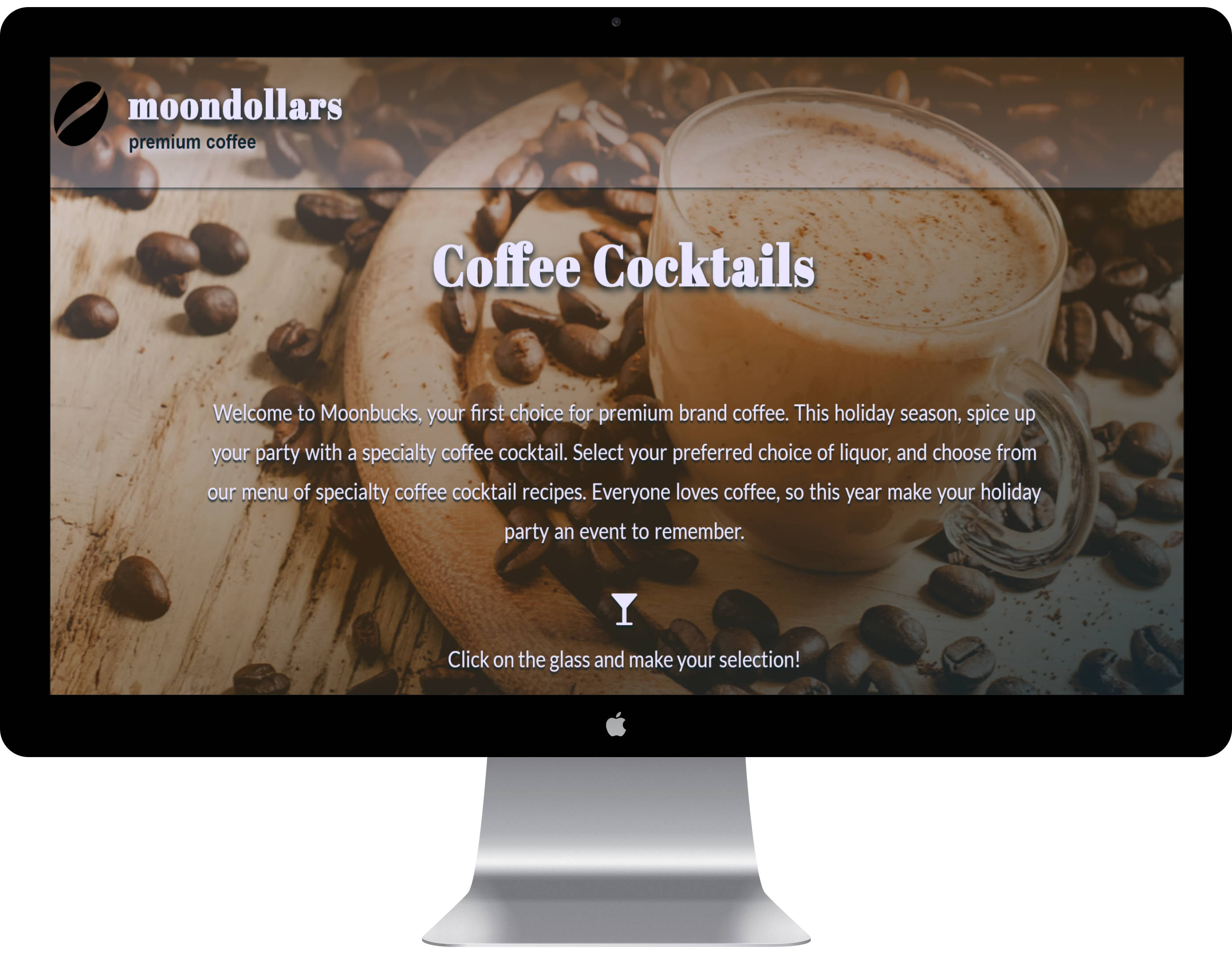 Screenshot of MoonDollars - Coffee cocktail website